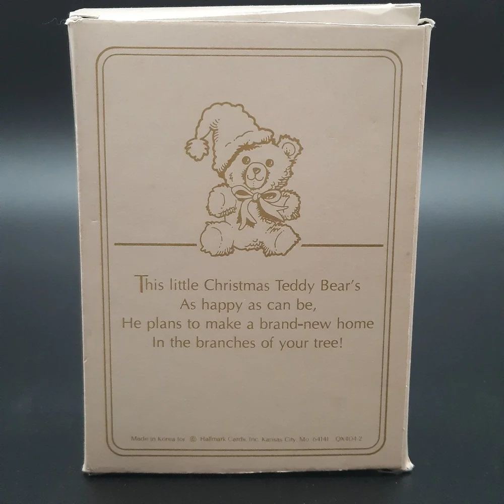 1981 Hallmark Christmas Teddy Plush Ornament in‎ Original Box – Made in Korea